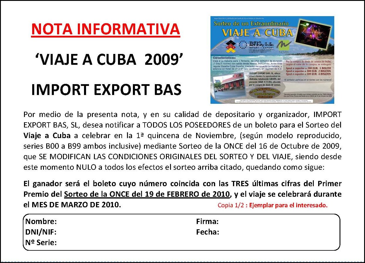 BAS·GGI | VIAJE A CUBA 2010 - Nota informativa